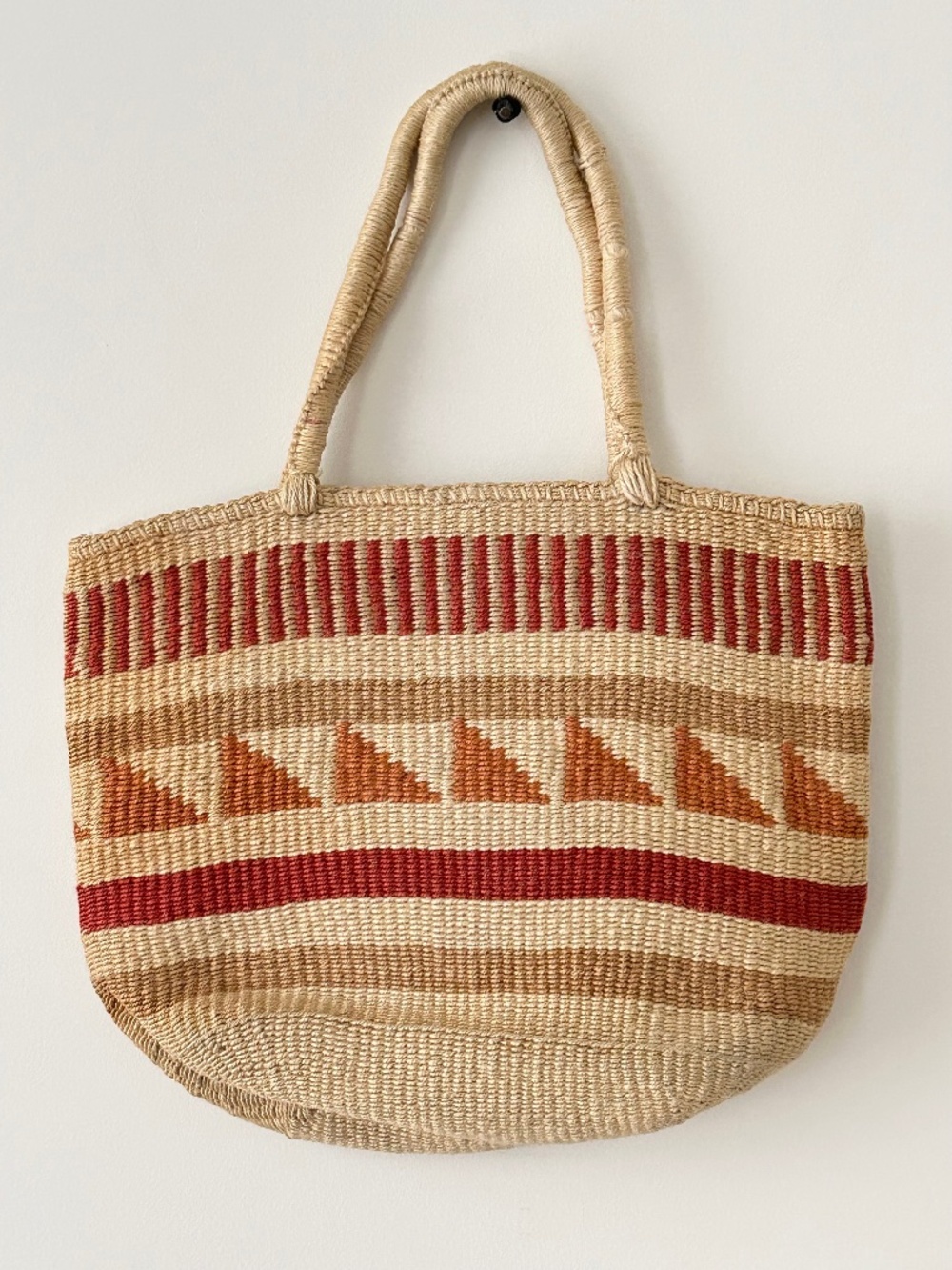 Vintage Woven Raffia Tote Bag